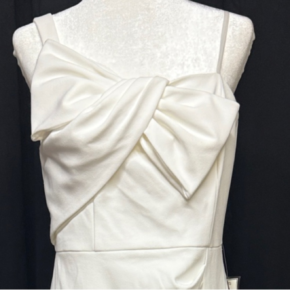 Elegant White Dress PTP 20 Adrianna Papell one shoulder